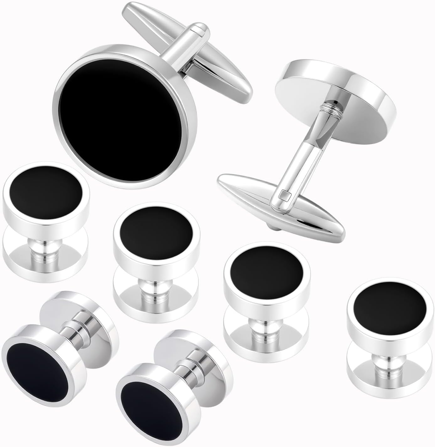 Cufflinks for Men and Tuxedo Shirt Studs Set with Gift Box Stainless Steel Cuff links