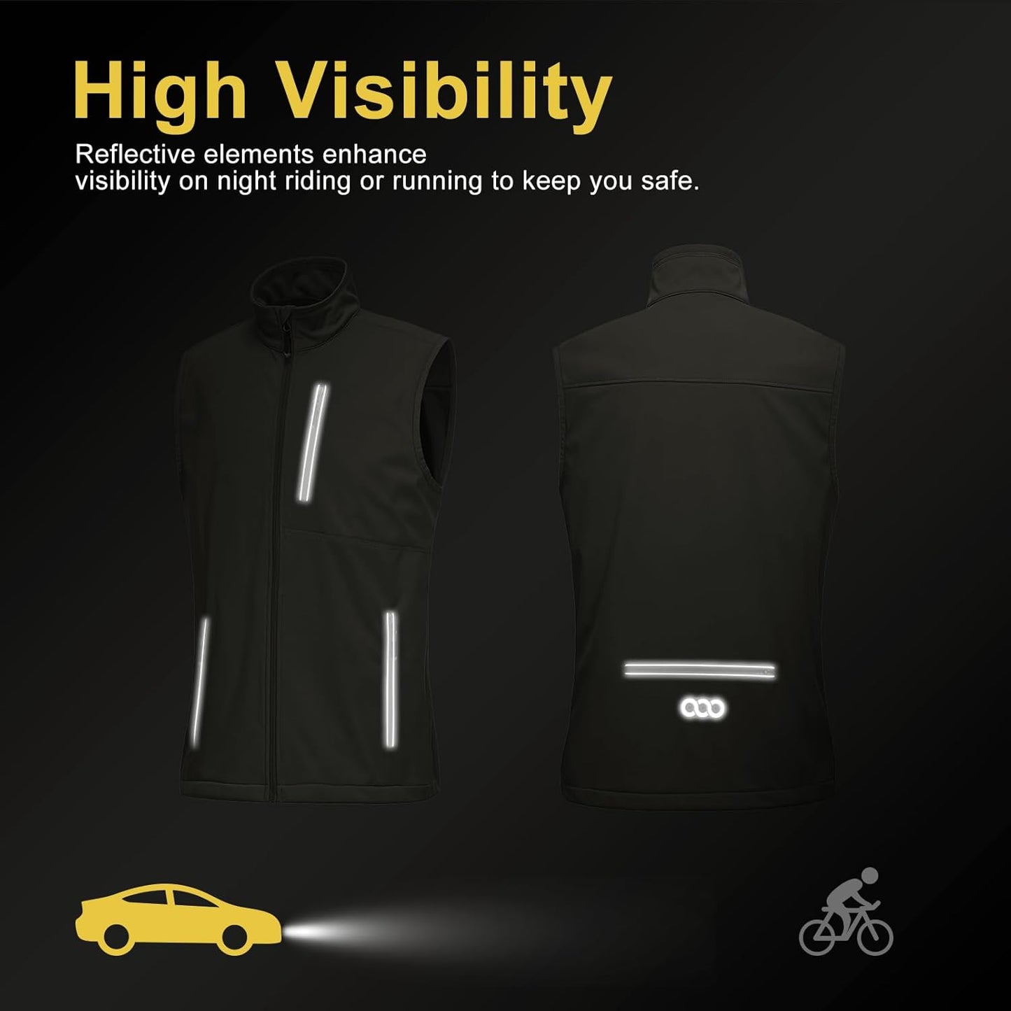 33,000ft Men's Windproof Lightweight Golf Vest Outerwear with Pockets, Softshell Sleeveless Jacket for Running Hiking Sports