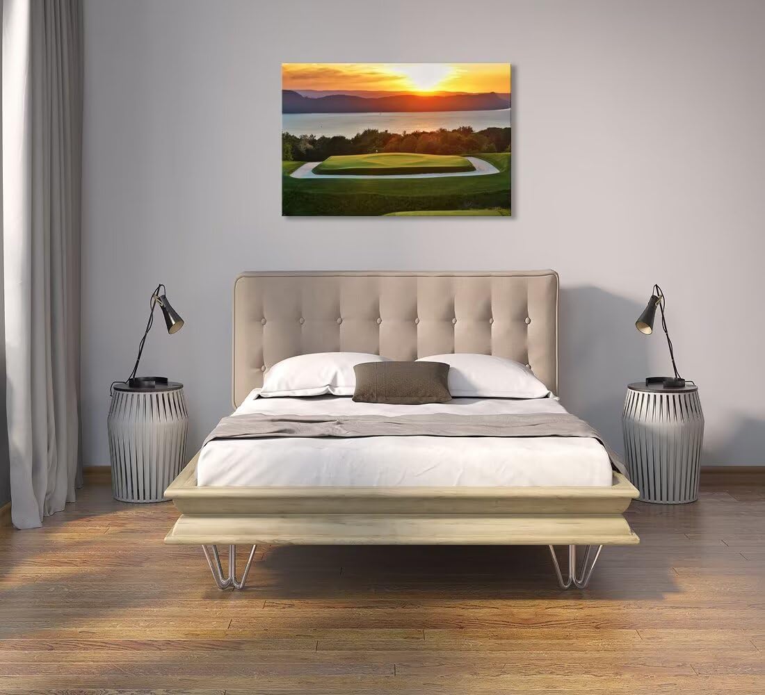 chenchenArt Sleepy Hollow 16 Hole Golf Course Wall Art for Living Room Bedroom Bathroom Home Decorations Sleepy Hollow Golf Course Picture Poster Canvas Prints Framed Ready to Hang(12''H x 16''W)