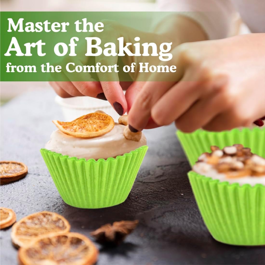 Regency Wraps Greaseproof Professional Grade Baking Cups, Pack of 40, Standard Liners, Lime Solid, for Cupcakes, Muffins, Candy, Non Stick