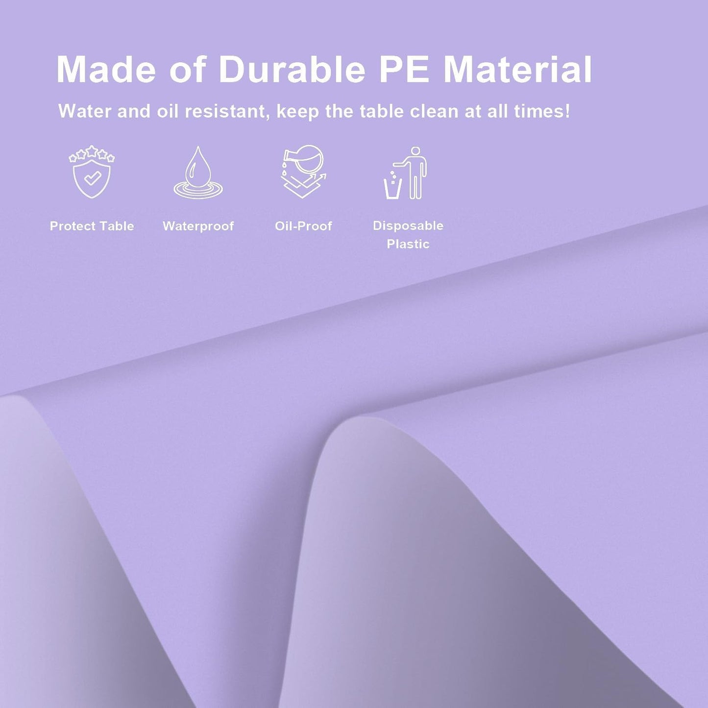 6 Pack Round Disposable Light Purple Tablecloth, Light Purple Plastic Table Cloths for Parties Disposable, 84x84 in Waterproof Camping Tablecloth for Birthday Party Baby Shower Picnic School