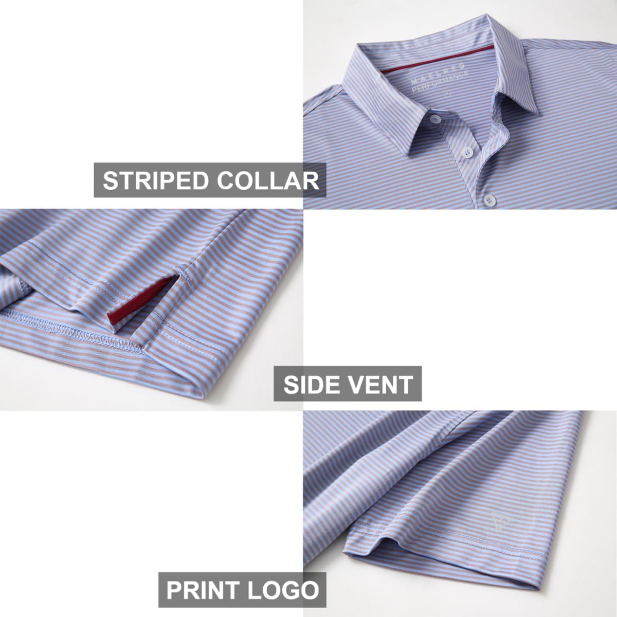 Golf Shirts for Men Dry Fit Short Sleeve Print Performance Moisture Wicking Polo Shirt