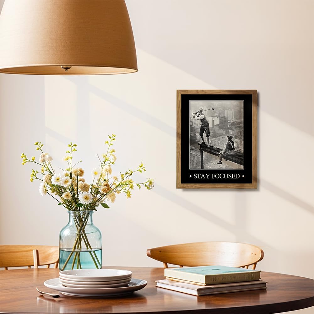 Motivational, Inspirational Art Print FRAMED - Vintage Golf Wall Art Poster- Chic Rustic Home Decor for Bedroom, Den, Man Cave, Game Room, Office - Great Easy Gift for Golfers - 8x10 Photo
