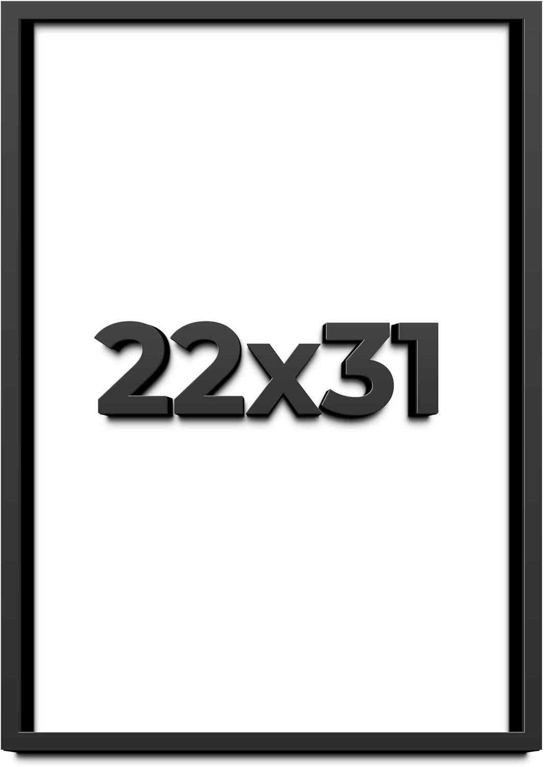 22x31 Shadow Box Black Solid Wood Display Frame with White Acid-Free Backing UV Acrylic & Hanging Hardware - with 3/4" Usable Depth
