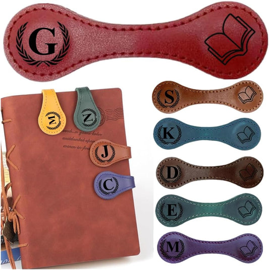 Personlized Magnetic Leather Bookmarks with Initials, Customized Book Marks Clip 26 Letters Bookmark for Reading Women, Men, Kids,Cute Book Markers Meaningful Gift for Book Lovers (Red, G)