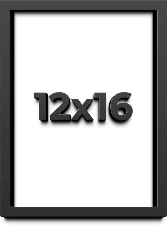 12x16 Shadow Box Black Solid Wood Display Frame with White Acid-Free Backing UV Acrylic & Hanging Hardware - with 3/4" Usable Depth