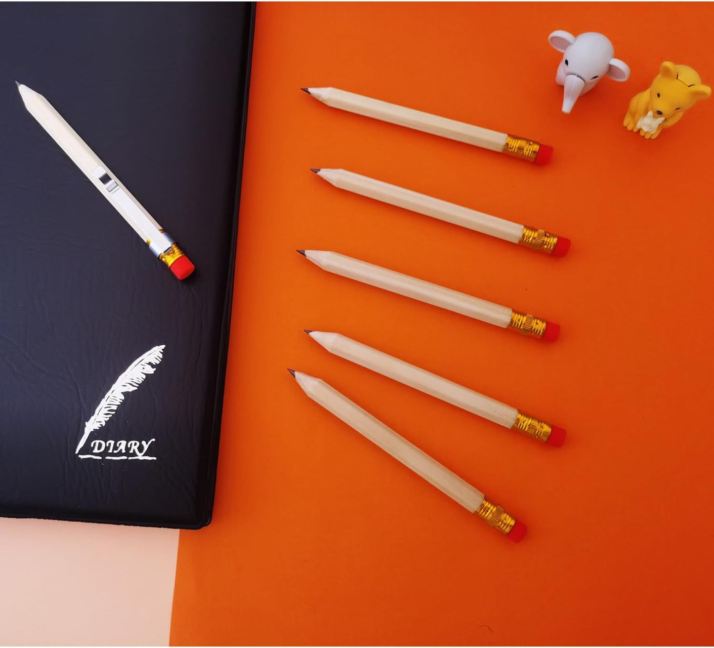 Adhere 50pcs Golf Pencils with Eraser Hexagon Wooden half Pencils Graphite 2B for Golf Event Scoring, Classroom, Wedding, Pew, Pocket | Free Pencil Sharpener (z-Nature・Hexagon・50pcs)