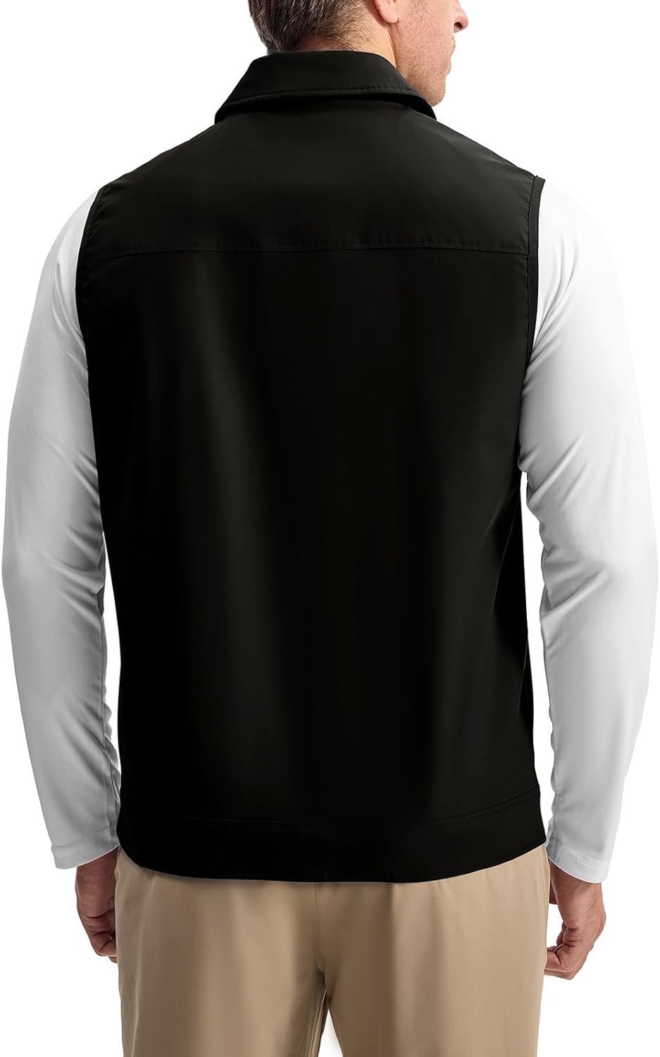 Rdruko Men's Golf Vest Lightweight Outerwear Windproof Water Resistant Grid Lining Vest with Zipper Pockets for Casual