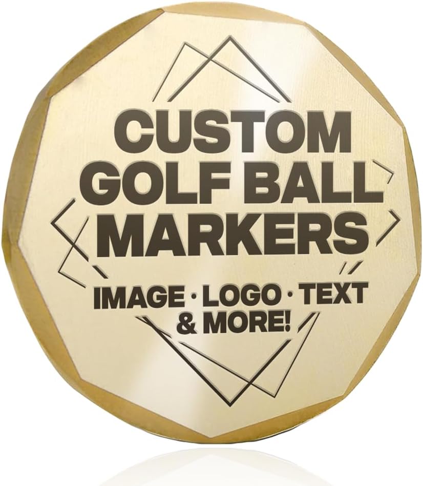 Genco Custom Laser Engraved Golf Ball Marker - Bevelled Milled Edge Golf Ball Markers - Fully Customizable with Custom Logos and Texts- Perfect Golf Accessories for Men