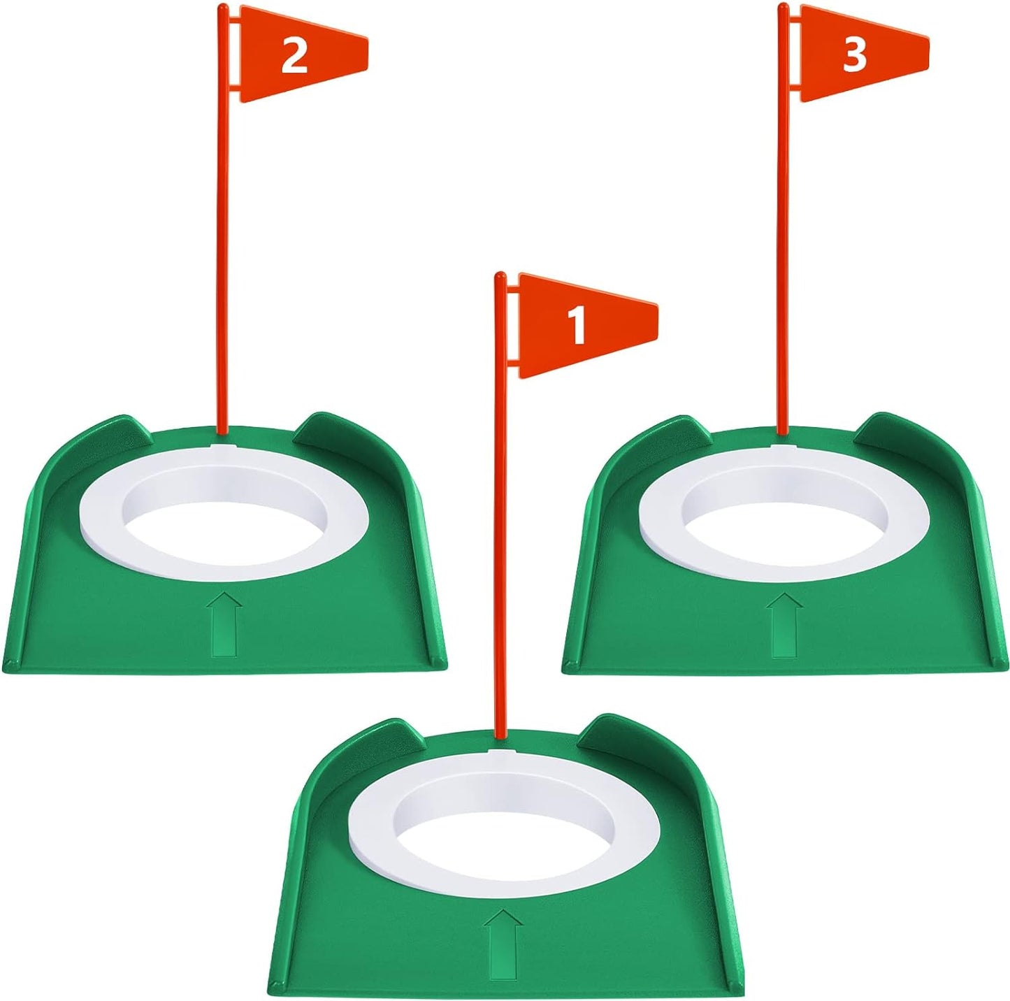 Sotiff 3 Pcs Golf Putting Cup Golf Hole Training Aids Putters with Plastic Flag for Adult Office Garage Yard Indoor Outdoor Practice