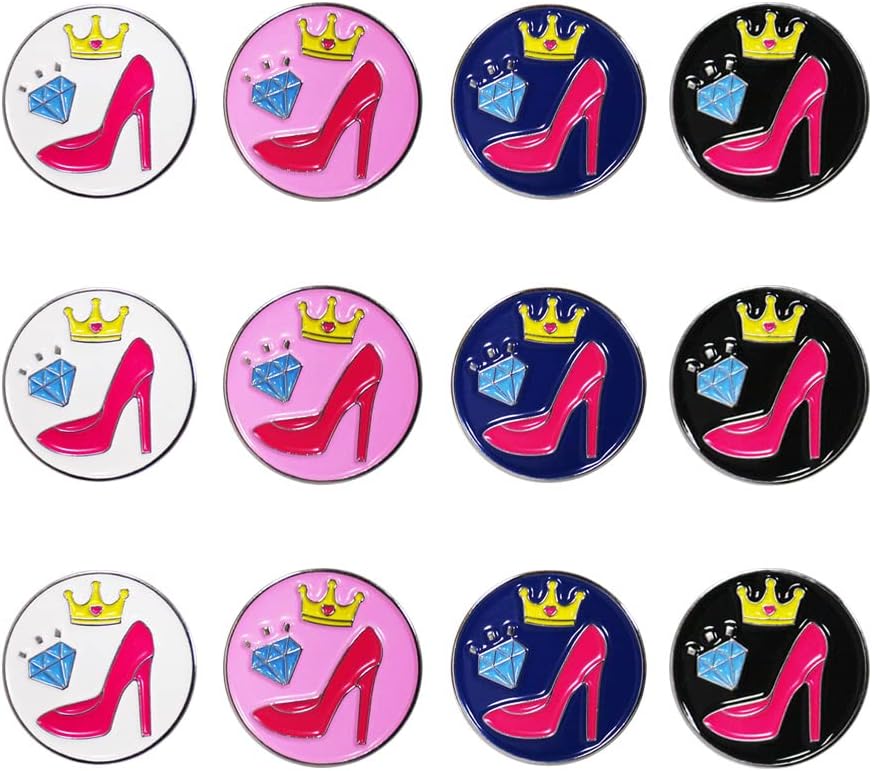 Golf Ball Markers Assorted Patterns Value Pack of 12 Golf Gifts, Golf Cap Clips and Divot Repair Tools Partner Accessories Sets for Men Women Golfer