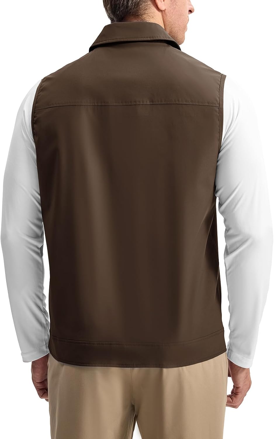 Rdruko Men's Golf Vest Lightweight Outerwear Windproof Water Resistant Grid Lining Vest with Zipper Pockets for Casual