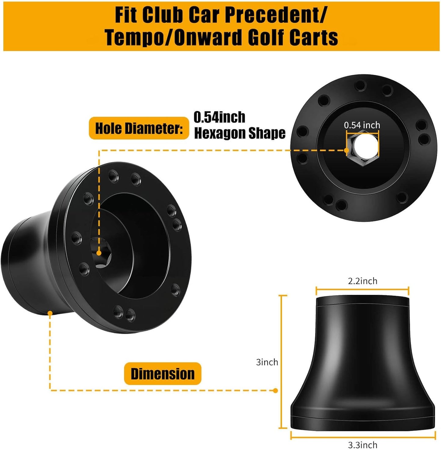 Club Car Steering Wheel Adapter Hub for Club Car Precedent/Tempo/Onward Golf Carts with 5-6 Holes Golf Cart Steering Wheel