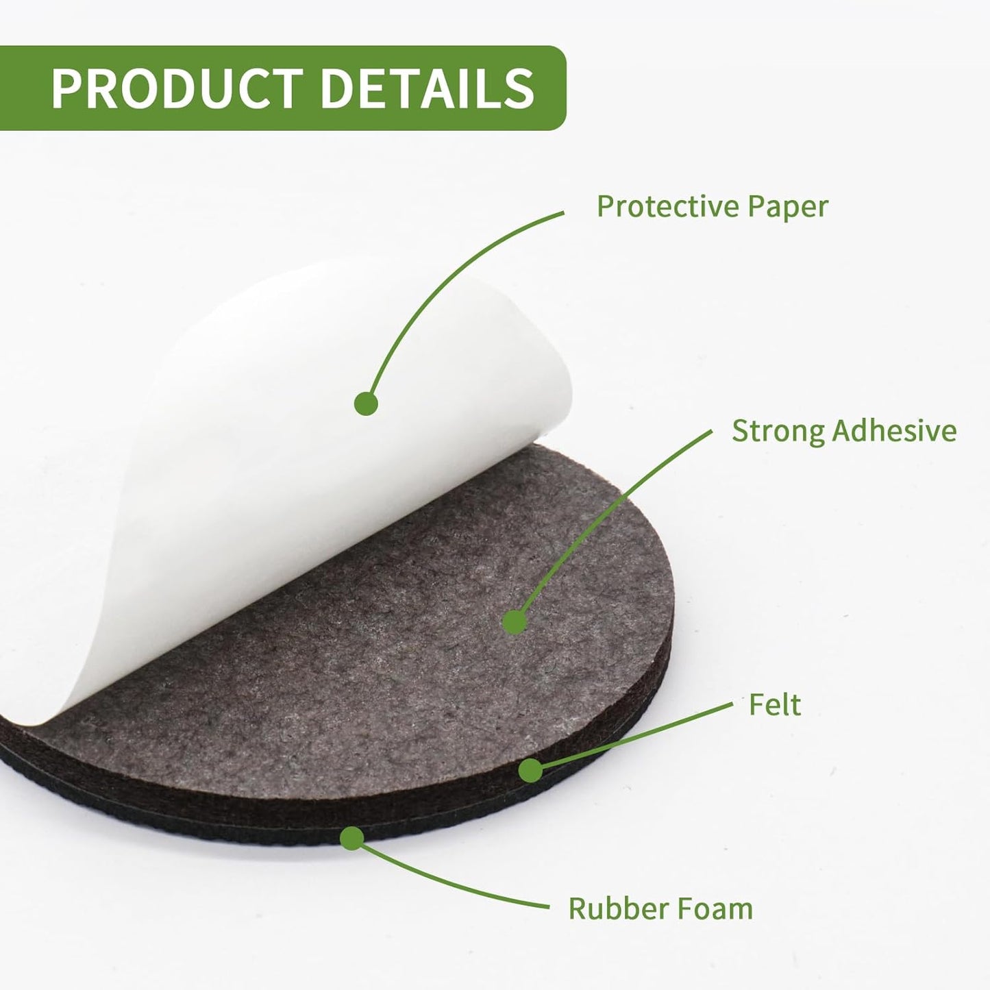 Non Slip Furniture Pads 8 PCS 4'' Round - Anti Slip Furniture Pads - Self Adhesive Rubber Feet Furniture Feet - Chair Leg Floor Protectors - Keep Furniture in Place