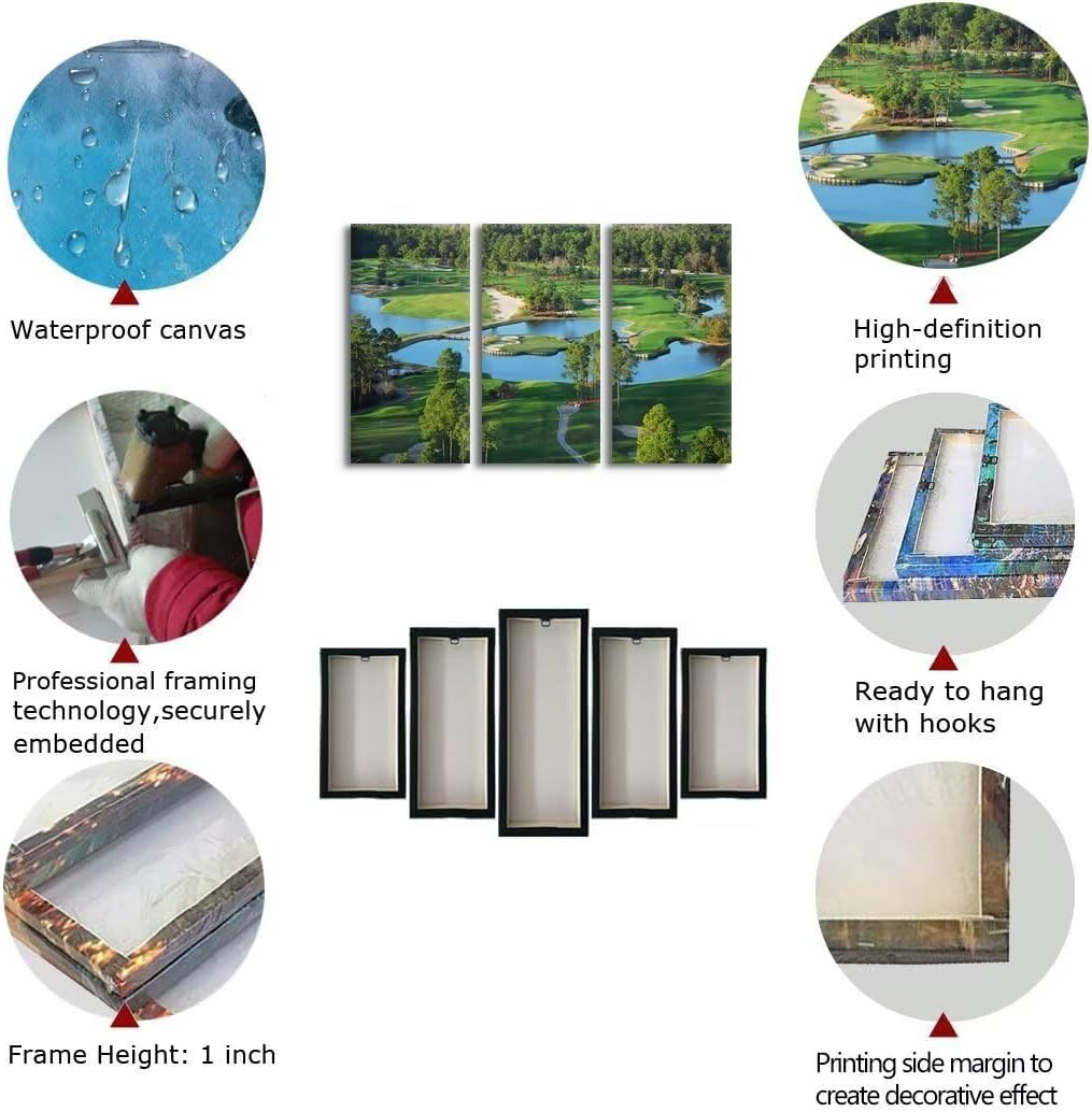 King's North Golf Course Wall Art for Living Room Bedroom Home Decorations Myrtle Beach National Golf Club Pictures Posters Canvas Prints Modern Artwork Framed Ready to Hang(12''W x 24''H x3)