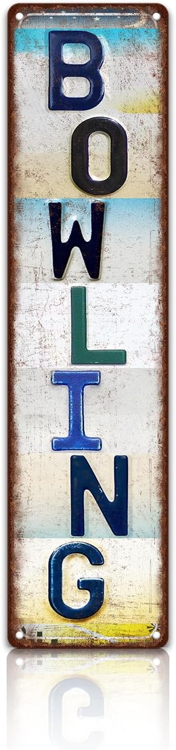 Vintage Sport Street Sign Bowling Wall Decor Metal Tin Signs Poster