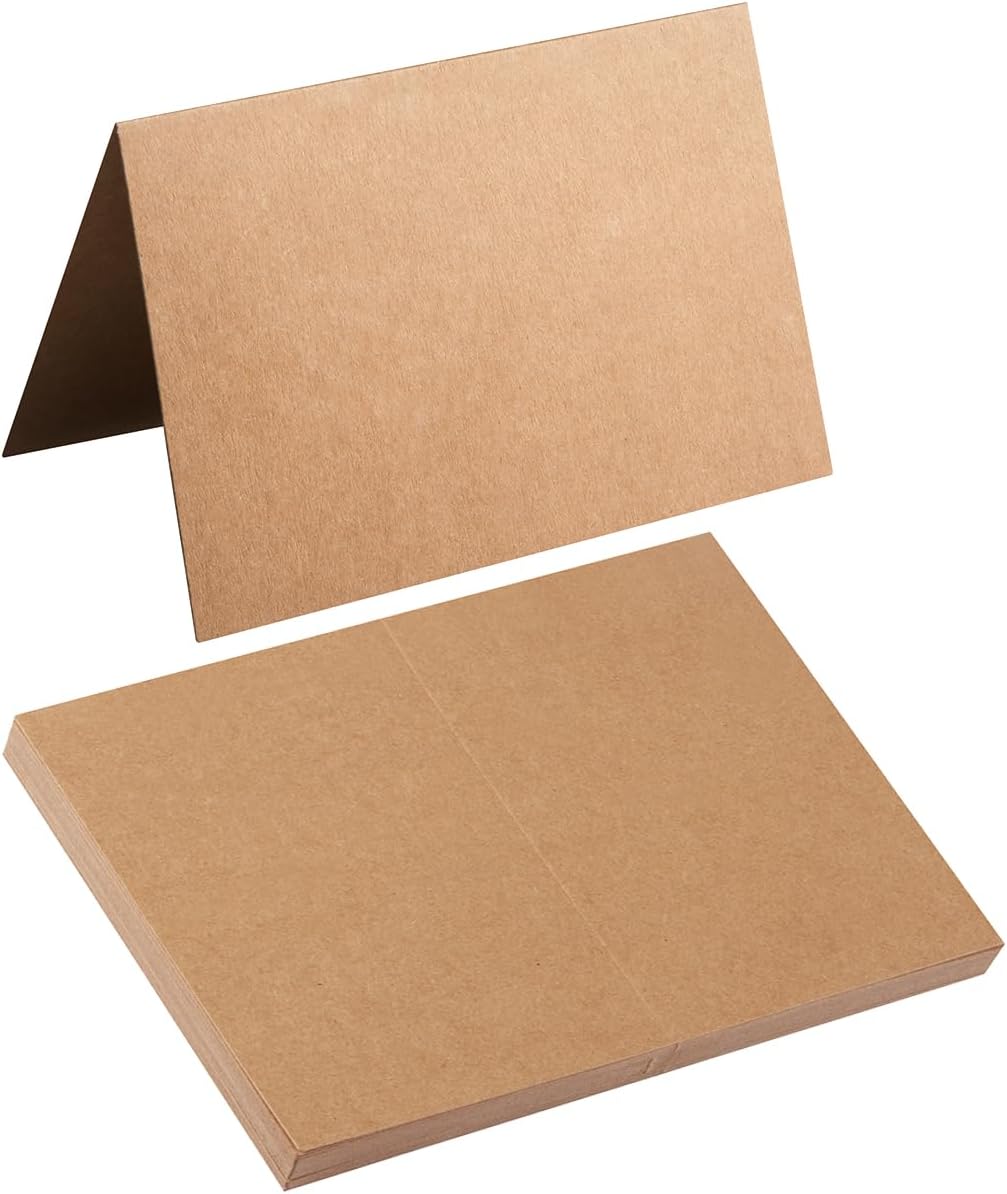 50 Pack Blank Cards Folded Cardstock Thank You Blank Greeting Cards for Invitations, Wedding, Greeting Cards, All Occasion DIY (Brown, 3x5)