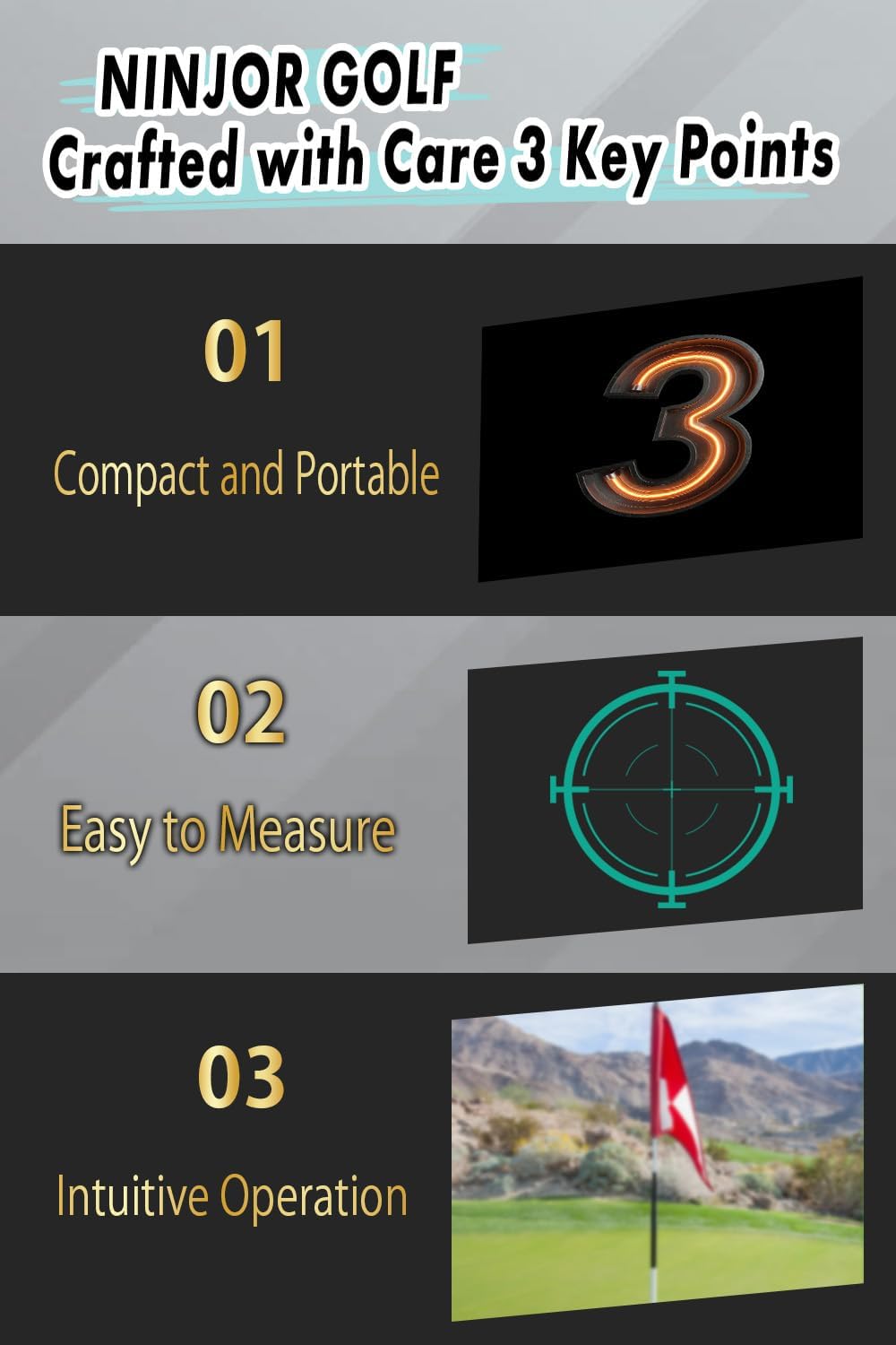 NINJOR GOLF(Ninja Golf) NJ Mini Series Golf Range Finder with Slope Switch and Pin Lock Laser RangeFinder Max1000YD