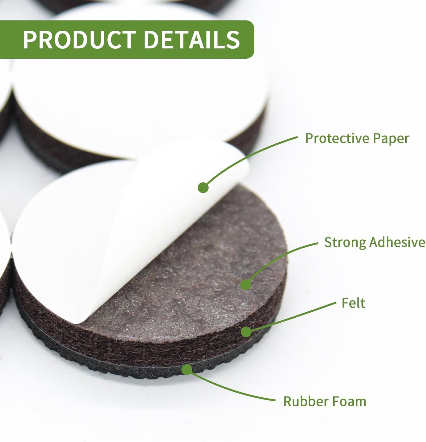 Non Slip Furniture Pads 24 PCS 1 1/2'' Round - Anti Slip Furniture Pads - Self Adhesive Rubber Feet Furniture Feet - Chair Leg Floor Protectors - Keep Furniture in Place