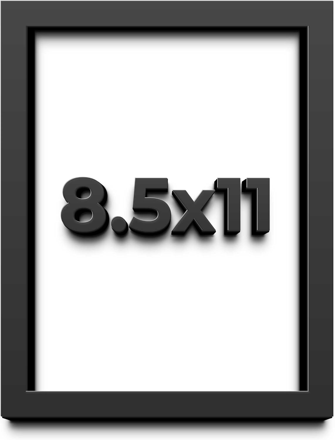 8.5x11 Shadow Box Black Solid Wood Display Frame with White Acid-Free Backing UV Acrylic & Hanging Hardware - with 3/4" Usable Depth