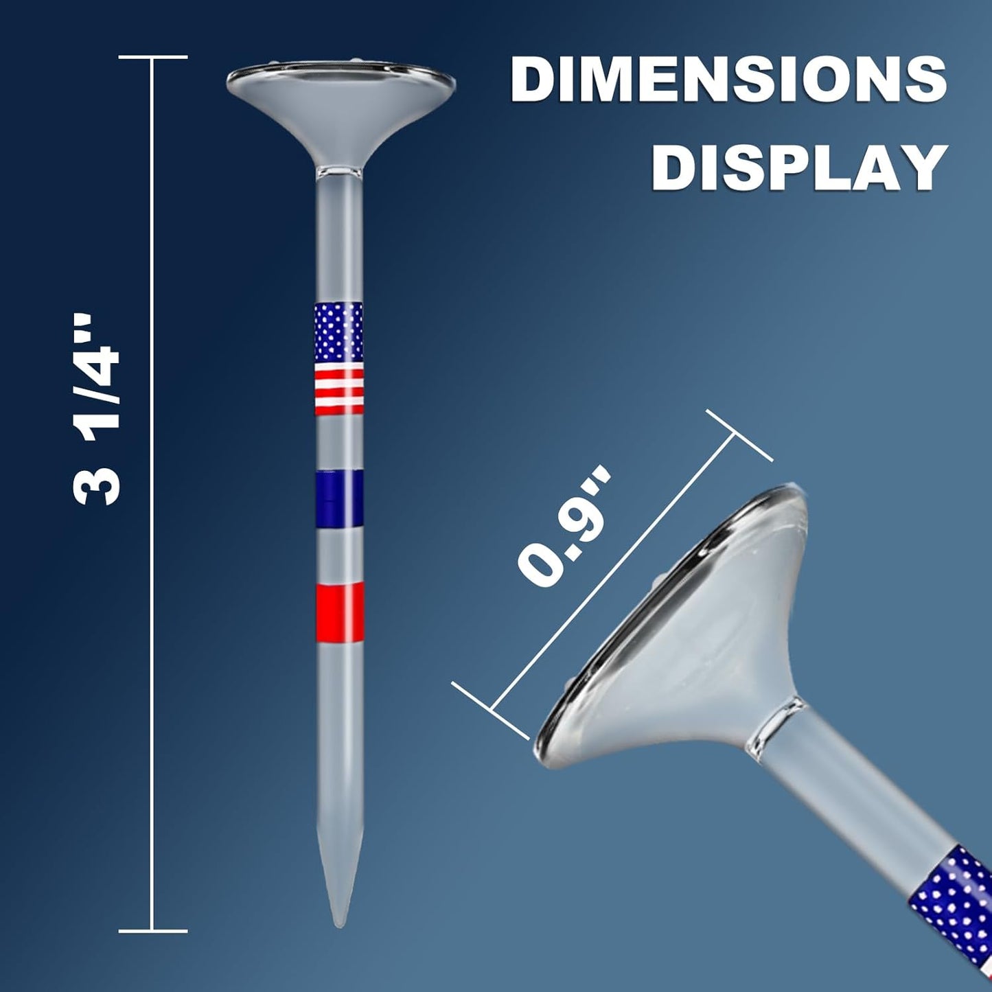 Premium Golf Tees, 3 1/4'' Unbreakable Transparent Plastic Golf Tees, Reduces Friction & Side Spin, Golf Accessories Gift for Men American Flag（50 Count）