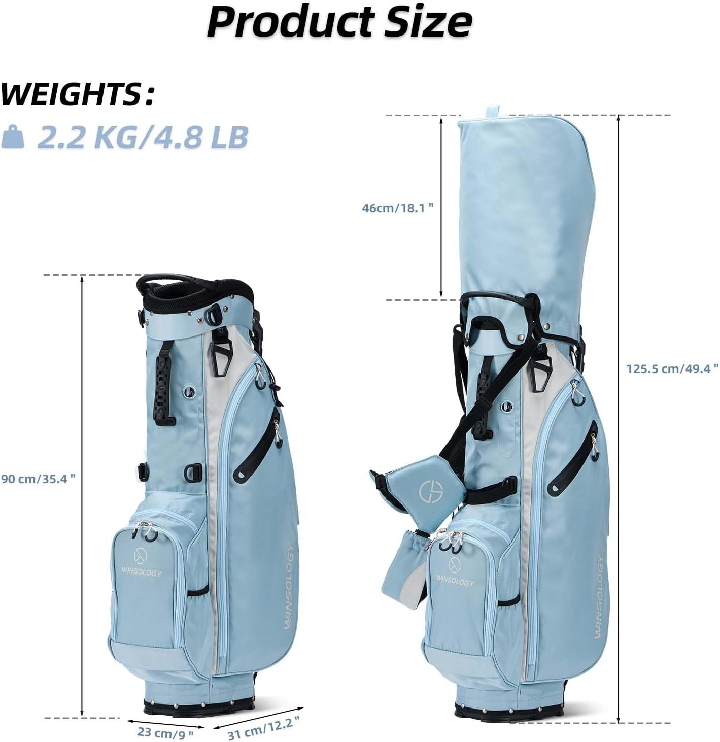 Lightweight Golf Stand Bag with 4 Way Top Dividers for Men and Women, Only 4.2 Pounds, 8 Storage Pockets Including Cooler, Double Shoulder Straps, Womens Golf Club Bag