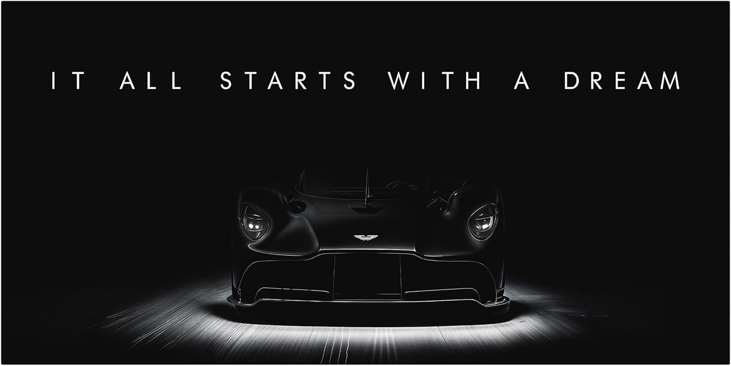 Motivational Wall Art for Office, Super Car Art Canvas, Inspirational Automotive Decor for Aston Martin Valkyrie Sportscar Lovers, Motivational Wall Decor for Office and Home Car Poster (24" x 48" in)