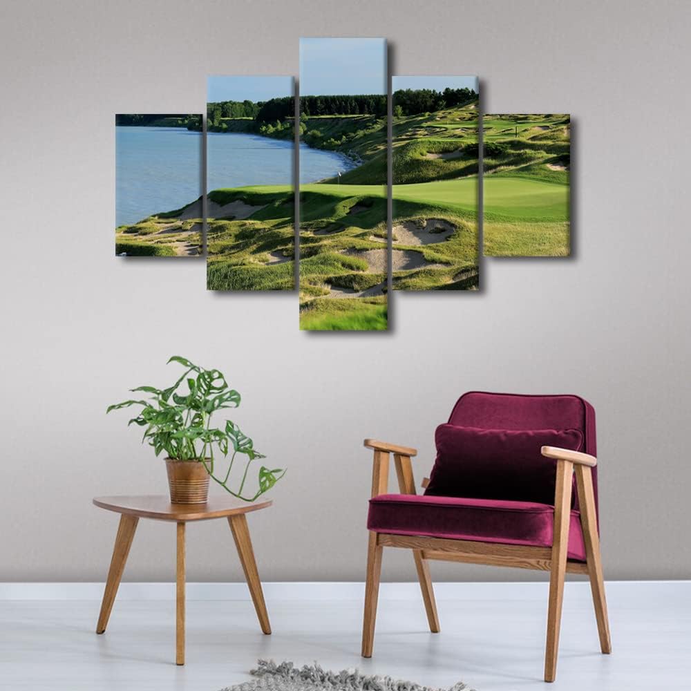 Wall Art Large Painting on Canvas Prints and Poster Golf Course Modern Wisconsin Beautiful Course Pictures Set For Bedroom Living Room Wall Home Decor Set Wooden Framed Ready to Hang - 60"W x 40"H