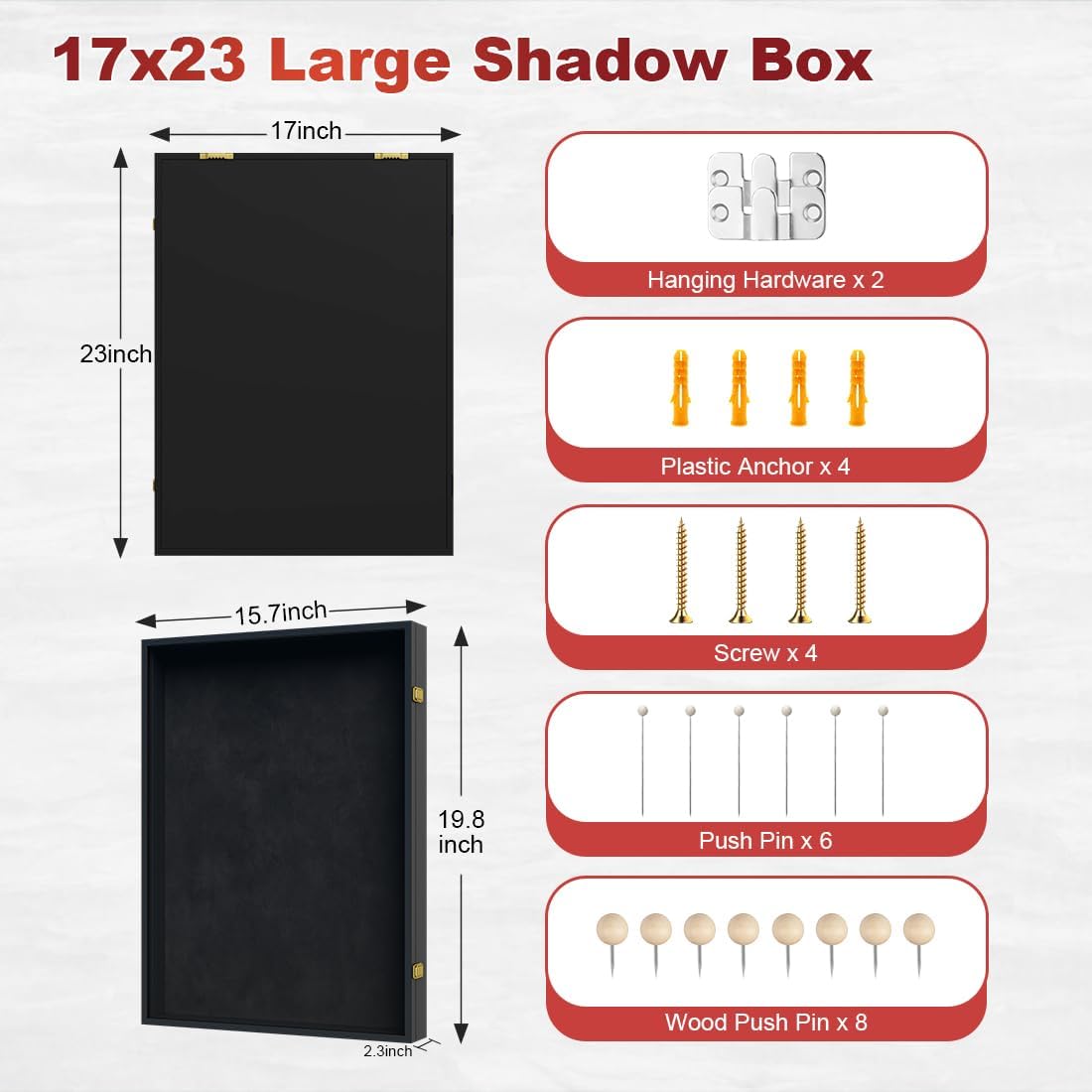 Graduation Shadow Box 17x23 Inch - Large Deep Display Frame for Cap, Gown, Diploma & Awards - College University Keepsake Memory Box in Black