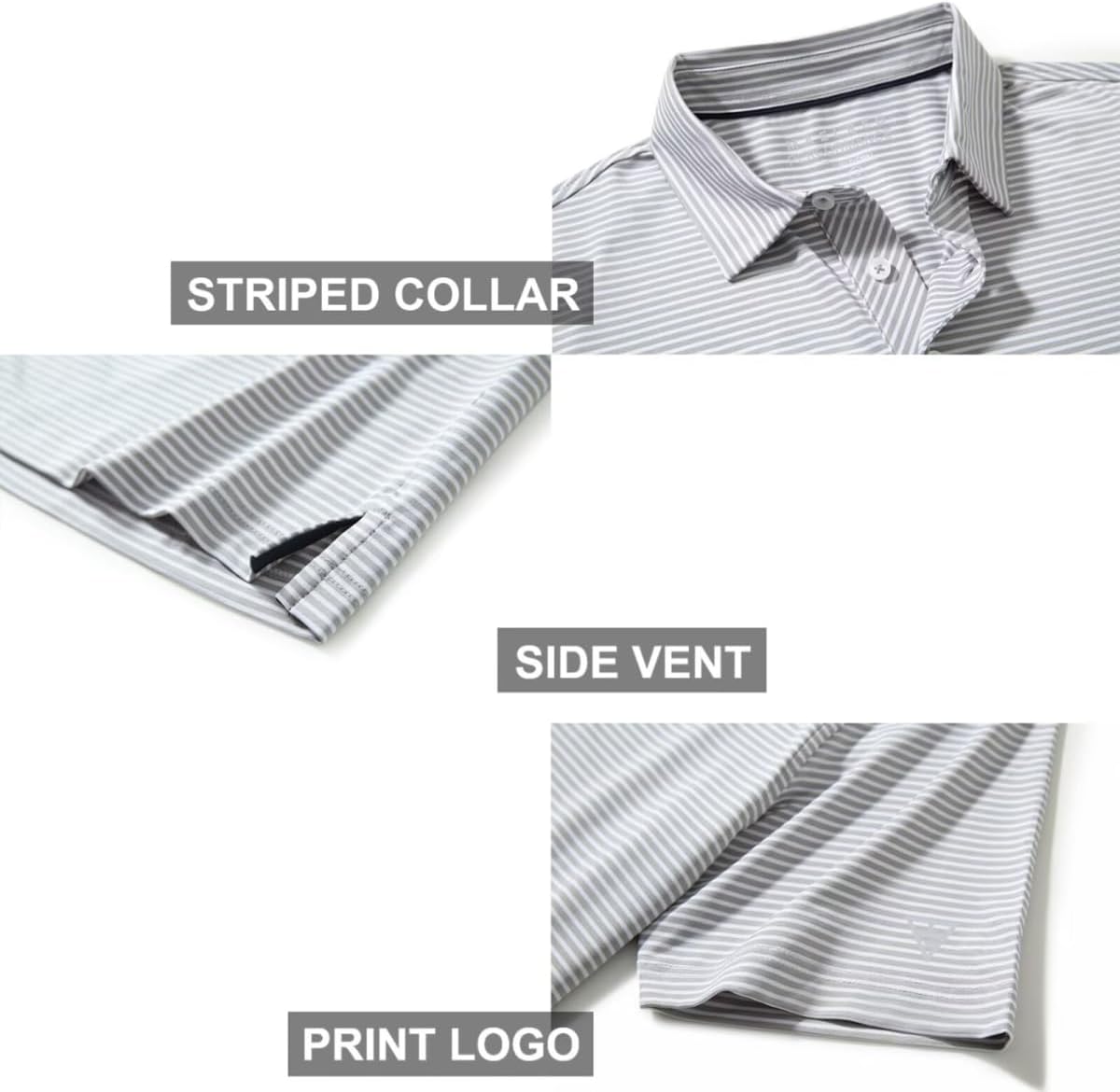 Golf Shirts for Men Dry Fit Short Sleeve Print Performance Moisture Wicking Polo Shirt