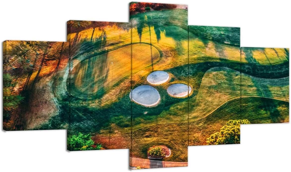 chenchenArt Florida Regatta Bay Golf Course Wall Art for Living Room Bedroom Bathroom Home Decorations Golf Course Pictures Posters Canvas Prints Modern Artwork Framed Ready to Hang(60''W x 40''H)