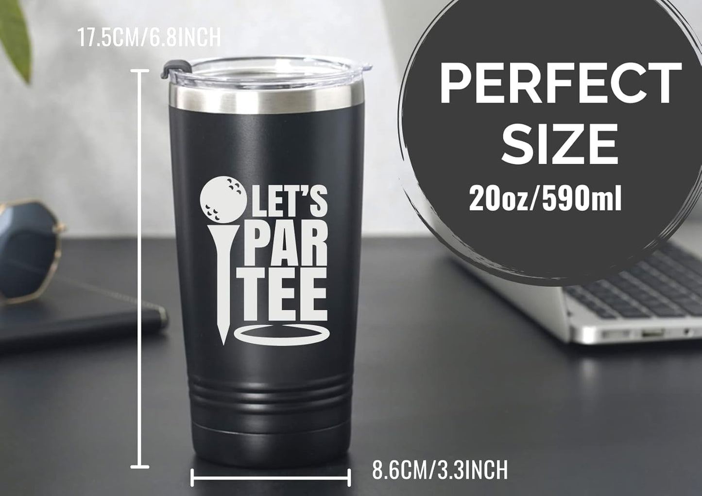 Onebttl Golf Gifts for Men - Funny 20oz Tumbler, Dad & Fathers Day Gift - Black - Let's Partee