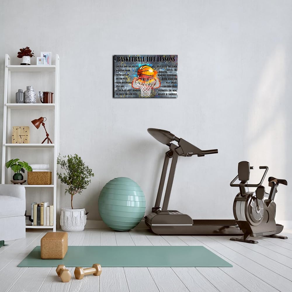 Strofupp Basketball Posters Framed Sport Quotes Picture Wall Decor Modern Vintage Motivational Basketball Wall Art Life Lessons Poster 12x18 inches