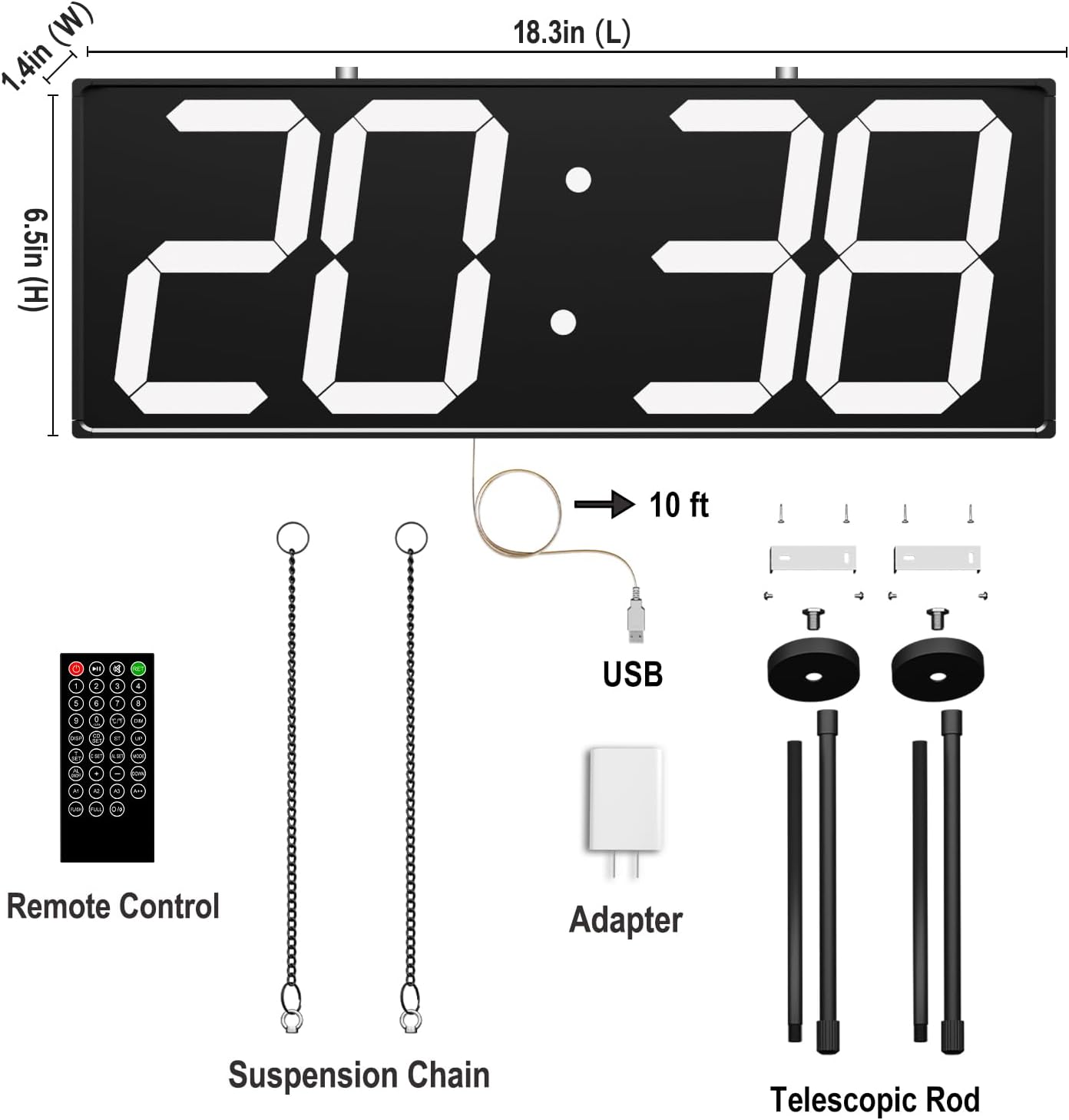 Digital Wall Clock with Double Sided Display, Large Digital Clock with Timer,Alarm,Temperature and Date,Two Faced Hanging Digital Clock Large Display for Multiple Public Places(White)