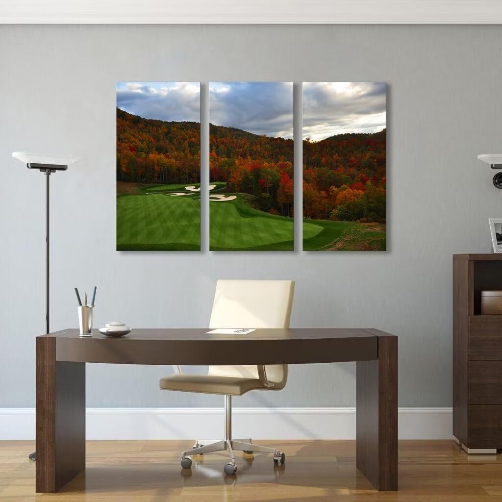 North Carolina Golf Course Wall Art for Living Room Bedroom Bathroom Home Decorations Paintings Golf Course Pictures Posters Framed Artwork Canvas Prints Ready to Hang(20''W x 40''H x3)