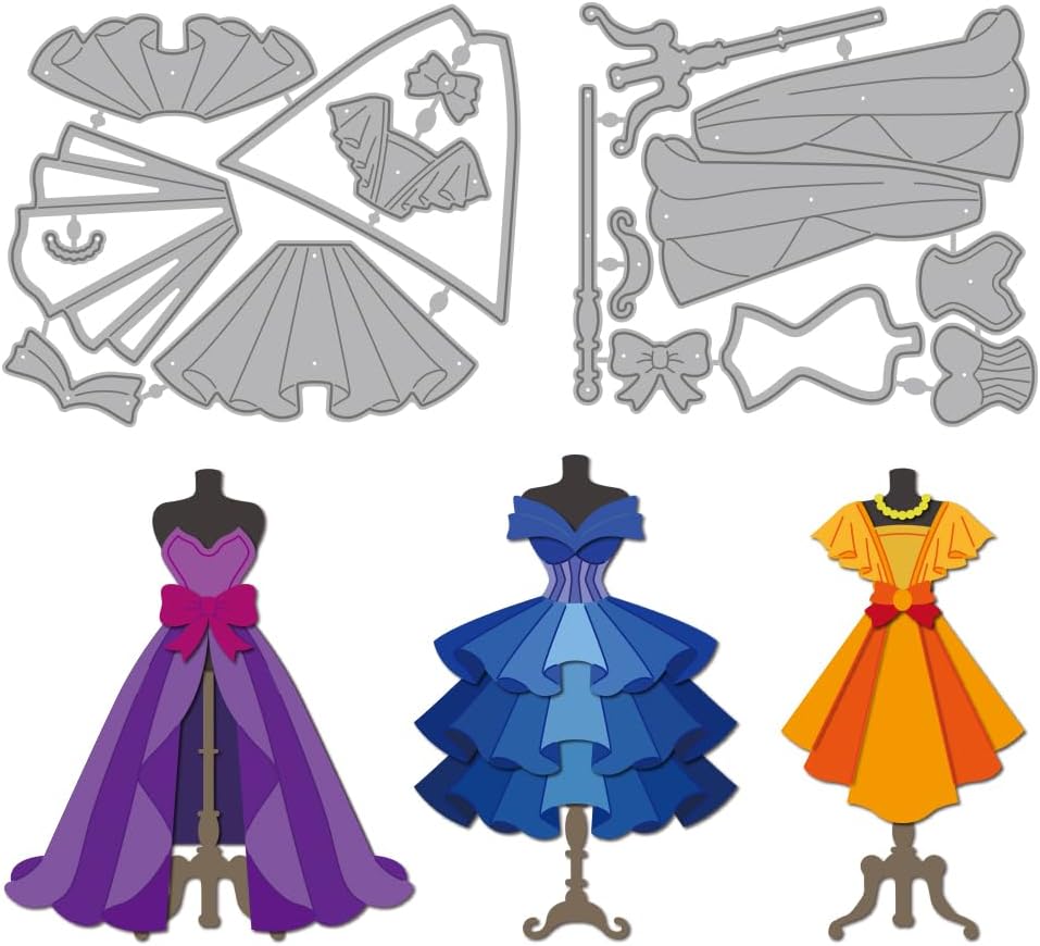 MAYJOYDIY Models Skirts Dress Cutting Dies Dress Decoration Metal Die Template Skirt Hem Papercutting Art Crafts Embossing Carbon Steel Stencils for Card Making Scrapbooking Album Gift Decoration