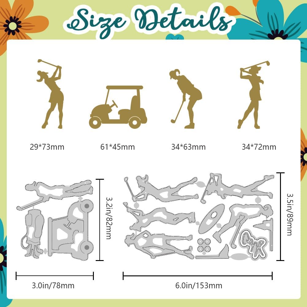 Play Golf Cutting Dies Card Borders Stitch Sports Silhouette Die Cut Carbon Steel Die Cuts Stencils Card Scrapbooking Embossing Template Dies for DIY Paper Craft Albums Gift Decor