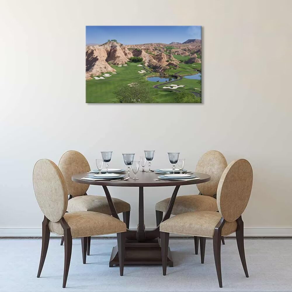 Wolf Creek Golf Course Canvas Wall Art for Living Room Bedroom Bathroom Home Decorations Golf Course Picture Poster Framed Artwork Ready to Hang(18''H x 24''W)