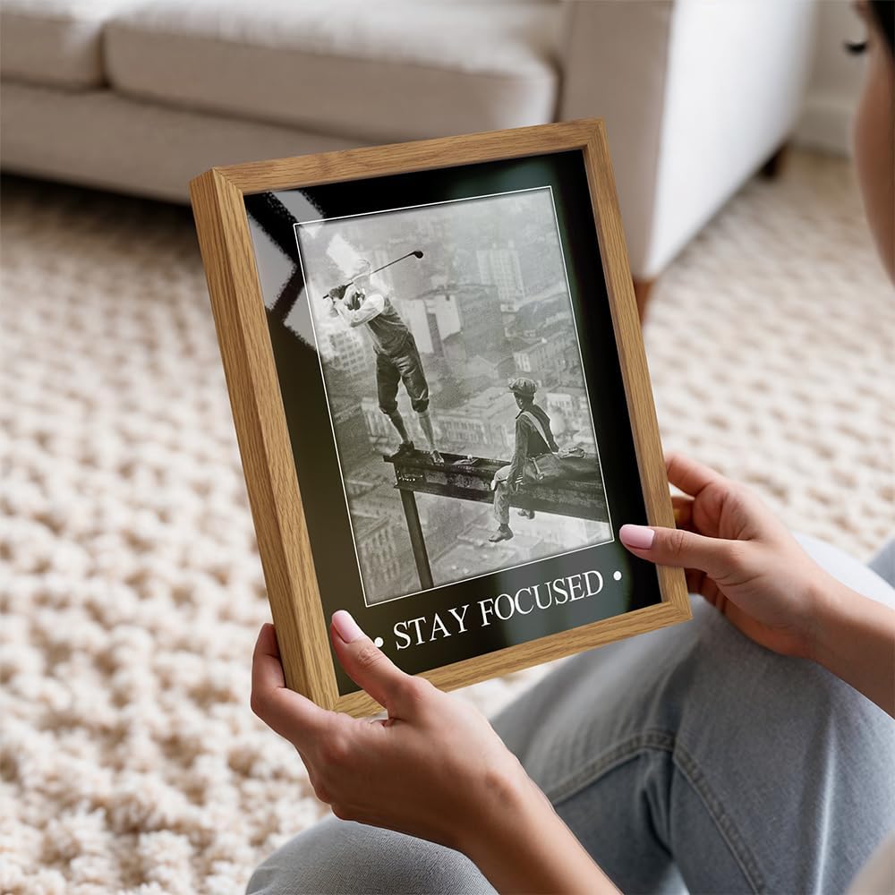 Motivational, Inspirational Art Print FRAMED - Vintage Golf Wall Art Poster- Chic Rustic Home Decor for Bedroom, Den, Man Cave, Game Room, Office - Great Easy Gift for Golfers - 8x10 Photo