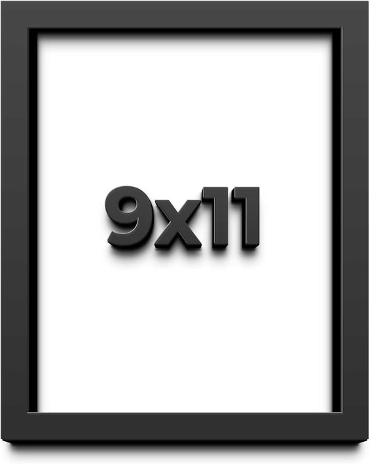 9x11 Shadow Box Black Solid Wood Display Frame with White Acid-Free Backing UV Acrylic & Hanging Hardware - with 3/4" Usable Depth