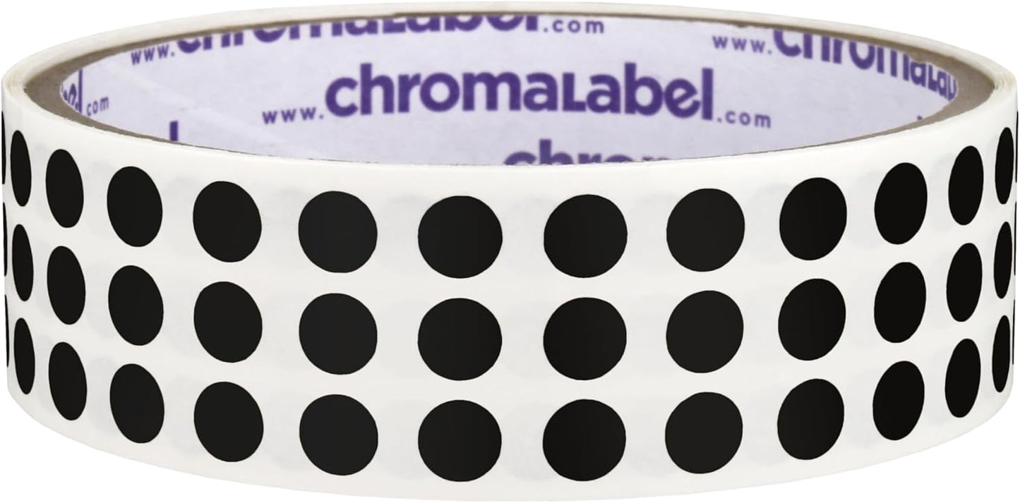 ChromaLabel 1/4 Inch Circle Sticker Labels, Easy to Write On Colored Sticker Dots, Permanent Color Coding Labels - 1000 Colored Sticky Dots per Roll, Black Stickers