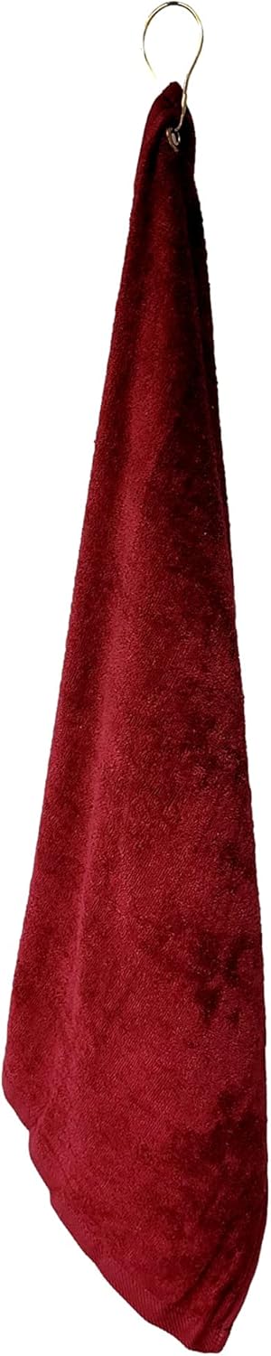 Cotton Golf Bag Towel with Clip (Burgundy)