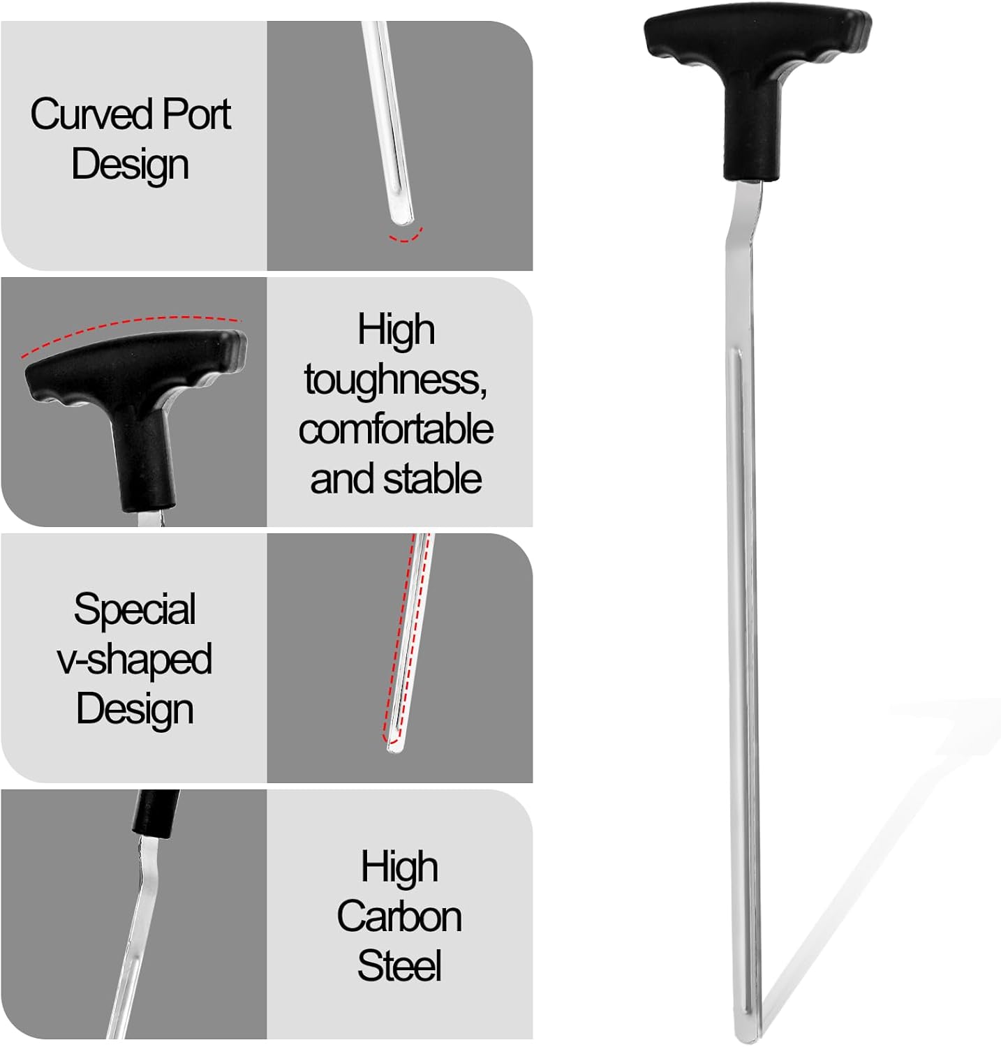 Nicunom Golf Grip Removal Tool, 11" V-Groove Grip Remover Saver for Standard Length Swinging Grips, Steel Gripping Tool Golf Grip Remover Golf Grip Tool Golf Supplies for Grip Removal