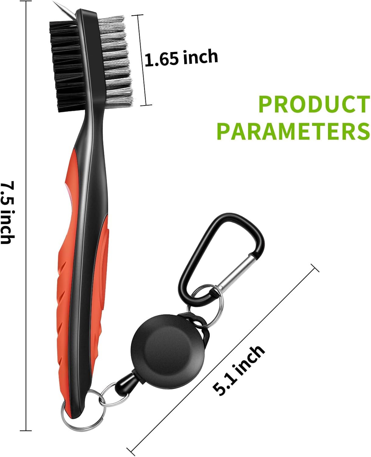 Professional Golf Club Brush, Golf Brush and Groove Cleaner with Retractable Zip-line and Aluminum Carabiner, Golf Club Cleaner for Golf Clubs, Golf Brush for Golf Bag,Golf Accessories for Men