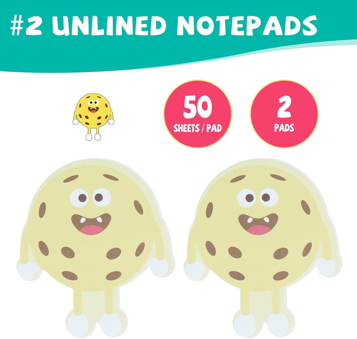 4 Pickleball Sticky Memo Notepads, 2 Cute Original Designs, Funny Pickle Ball Gifts for Men Women, Tournament Giveaways Round Robin Ideas, Inspirational Ornament Accessories, Kauai Sun™