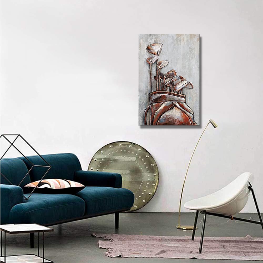 Kalormore Golf Picture Vintage Framed 24x36 Inch Wall Art, Golf Club Painting for Living Room Decor