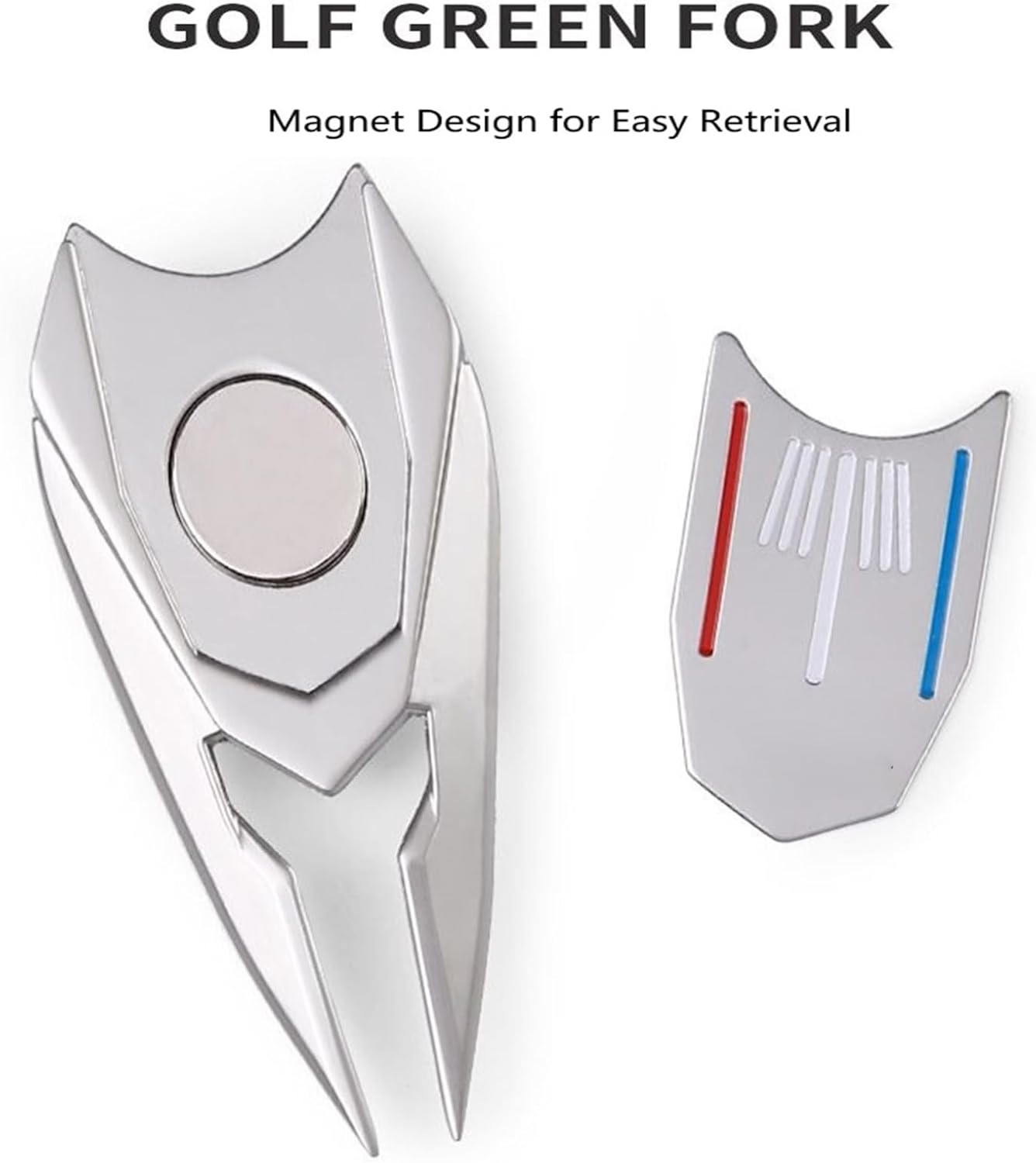 Multifunctional Golf Divot Repair Tool with Strong Magnetic Golf Ball Marker & Hat Clip, Metal Golf Divot Tool with Alignment Ball Marker, Universal, Silvia