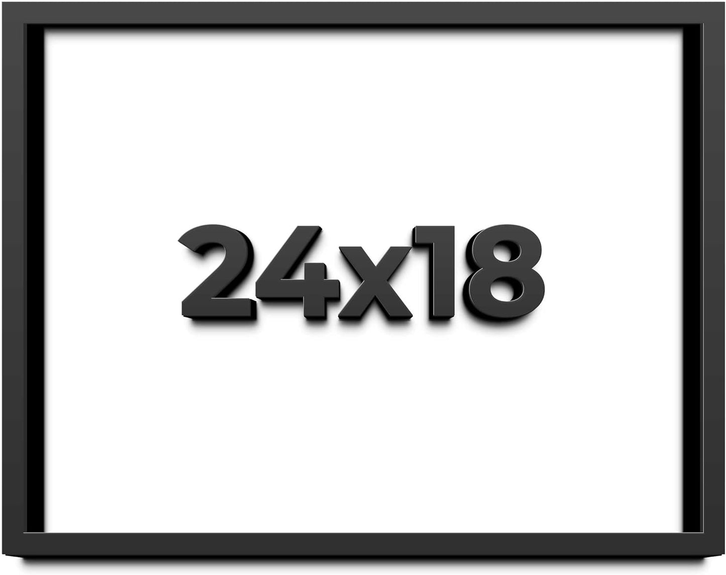 24x18 Shadow Box Black Solid Wood Display Frame with White Acid-Free Backing UV Acrylic & Hanging Hardware - with 3/4" Usable Depth