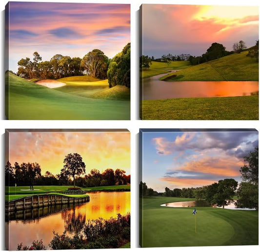 Golf Course Wall Art Pictures Golf Course Poster Canvas Prints USA Golf Artwork Wall Decor for Living Room Bedroom Office Bathroom Home Decorations Framed Ready to Hang (24''W x 24''H x 4)