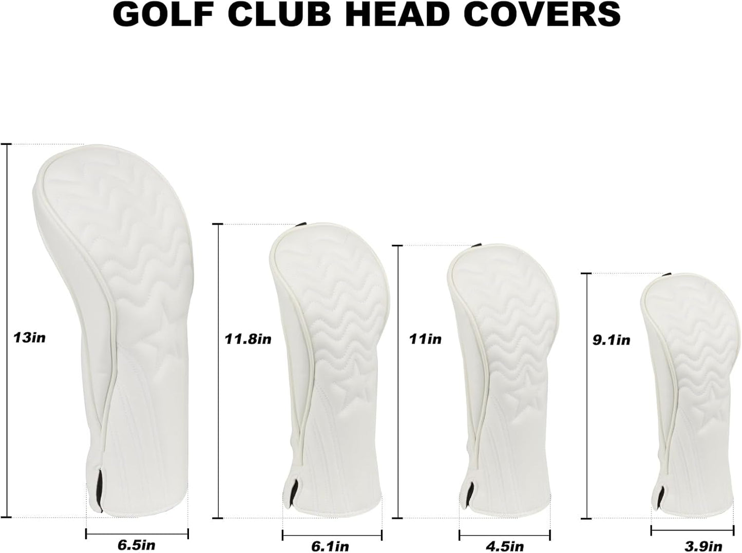 4pcs or 1pc Golf Club Head Covers for Woods, Driver, Fairway, Hybrid – Premium PU Leather with Interchangeable Tags & Magnetic Blade and Mallet Putter Covers